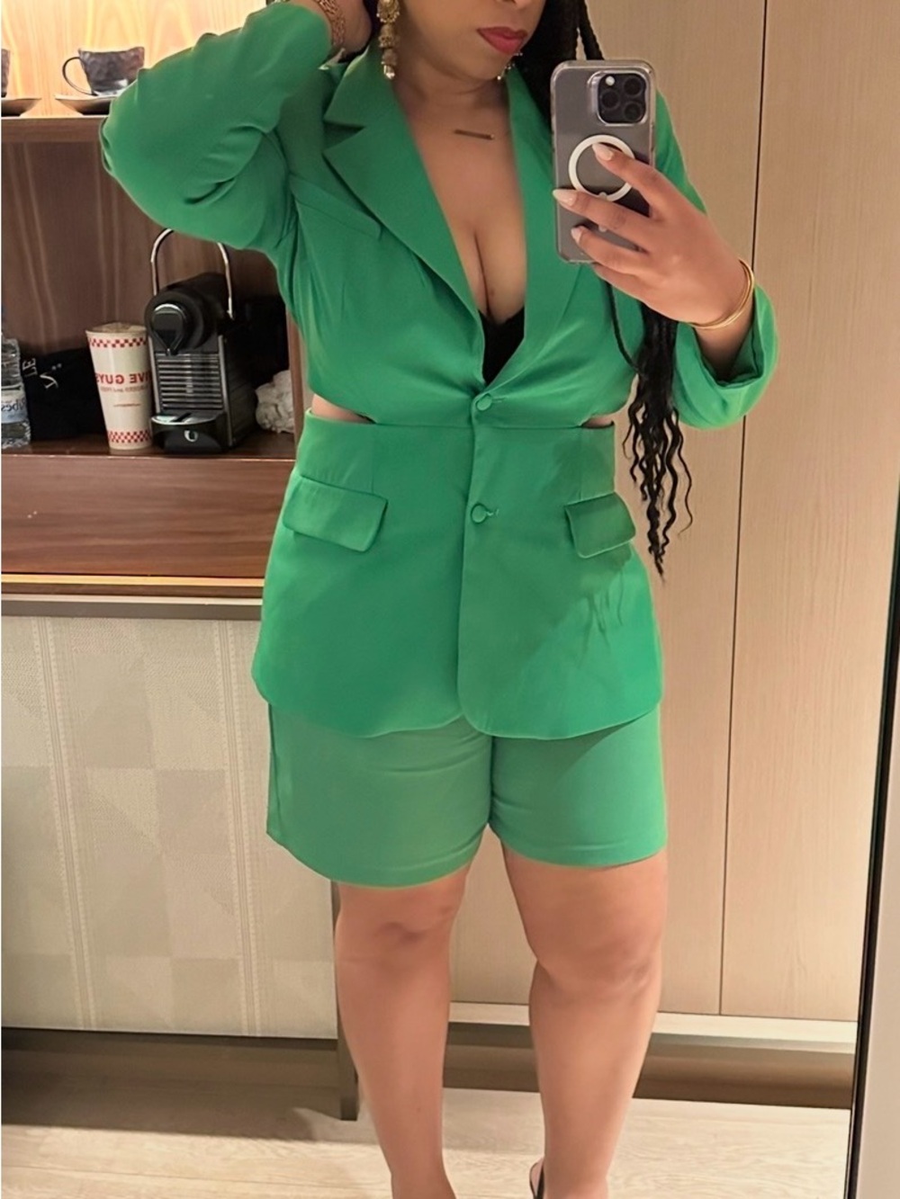 Future Collective Women's Green Tailored BLAZER (shorts listed separately)